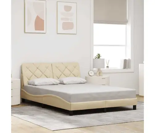 Gulta Bez Matrača, Krēmkrāsas, 140X200 Cm, Audums Vidaxl