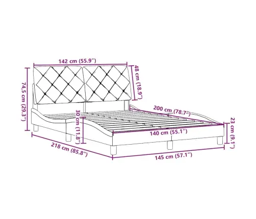 Voodiraam Ilma Madratsita, Sinine, 140X200 cm Kangas