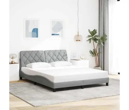 Voodiraam Ilma Madratsita, Helehall, 160X200 cm Kangas Voodiraam Ilma Madratsita, Helehall, 160X200 cm Kangas