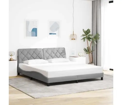 Gulta Bez Matrača, Gaiši Pelēks, 180X200 Cm, Audums Vidaxl