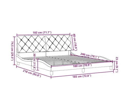 Gulta Bez Matrača, Melns, 180X200 Cm, Audums Vidaxl