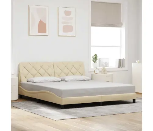 Gulta Bez Matrača, Krēmkrāsas, 180X200 Cm, Audums Vidaxl