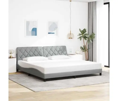 Gulta Bez Matrača, Gaiši Pelēks, 200X200 Cm, Audums Vidaxl