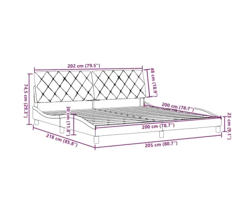 Gulta Bez Matrača, Tumši Brūns, 200X200 Cm, Audums Vidaxl