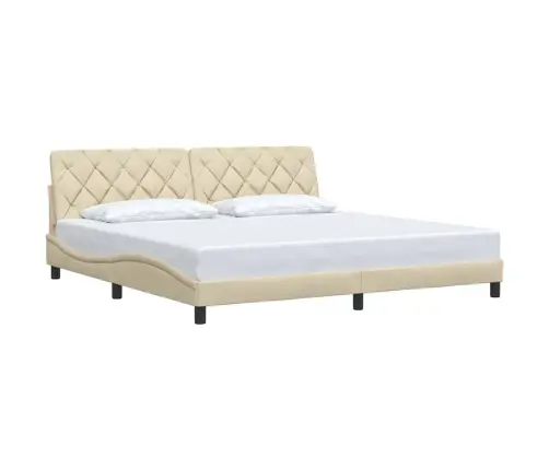 Gulta Bez Matrača, Krēmkrāsas, 200X200 Cm, Audums Vidaxl