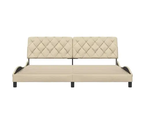 Gulta Bez Matrača, Krēmkrāsas, 200X200 Cm, Audums Vidaxl