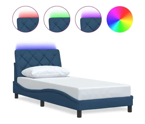 Voodiraam Led-Iga Ilma Madratsita , Sinine, 80X200cm Kangas