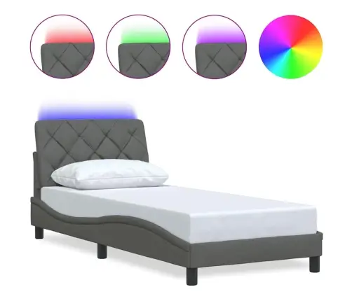 Voodiraam Led-Iga Ilma Madratsita Helehall, 90X190 Cm Kangas