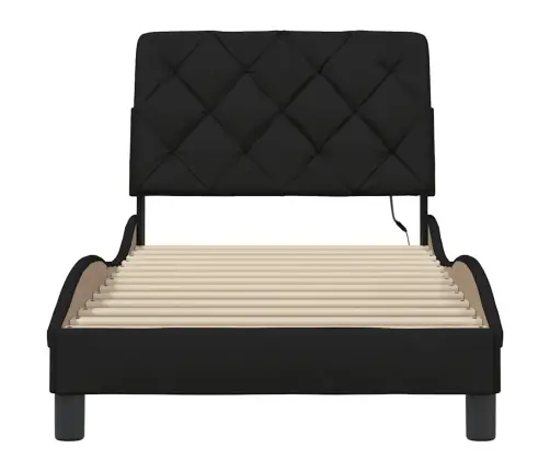 Gultas Rāmis Ar Led Bez Matrača, Melns, 90X190Cm Audums Vidaxl