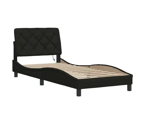 Gultas Rāmis Ar Led Bez Matrača, Melns, 90X190Cm Audums Vidaxl