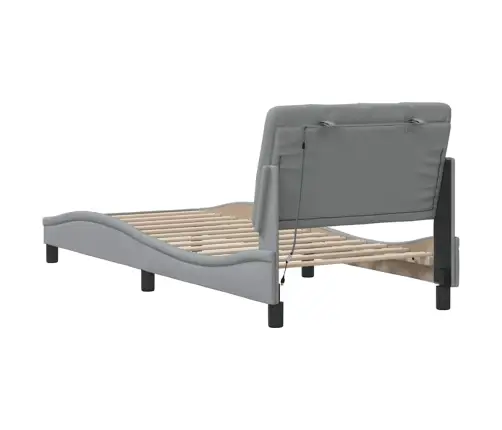 Gultas Rāmis Ar Led Bez Matrača, Gaiši Pelēks, 90X200Cm, Audums Vidaxl