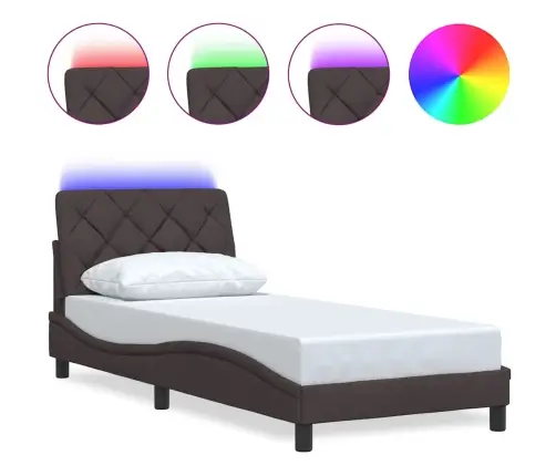 Gultas Rāmis Ar Led Bez Matrača, Tumši Brūns, 90X200 Cm, Audums Vidaxl