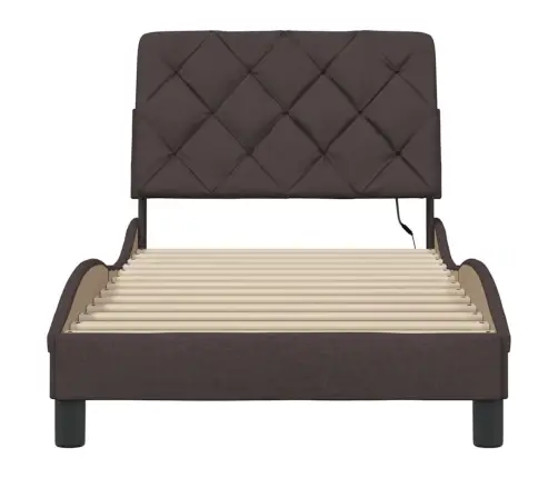 Gultas Rāmis Ar Led Bez Matrača, Tumši Brūns, 90X200 Cm, Audums Vidaxl