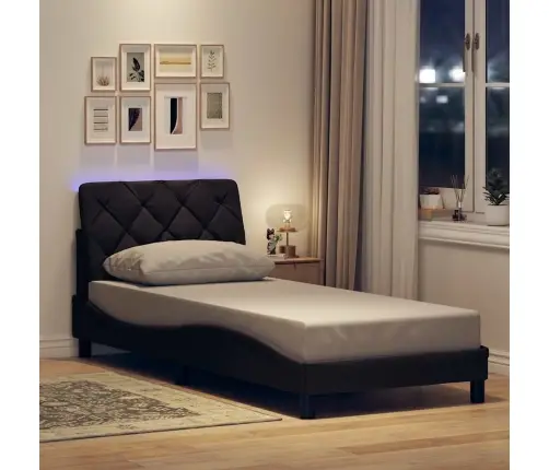 Gultas Rāmis Ar Led Bez Matrača, Tumši Brūns, 90X200 Cm, Audums Vidaxl