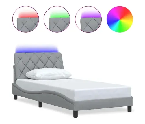 Voodiraam Led-Iga Ilma Madratsita, Helehall, 100X200 cm Kangas