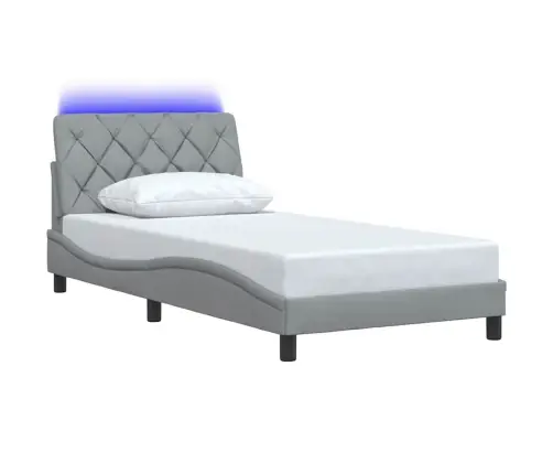 Voodiraam Led-Iga Ilma Madratsita, Helehall, 100X200 cm Kangas