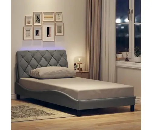 Voodiraam Led-Iga Ilma Madratsita, Helehall, 100X200 cm Kangas