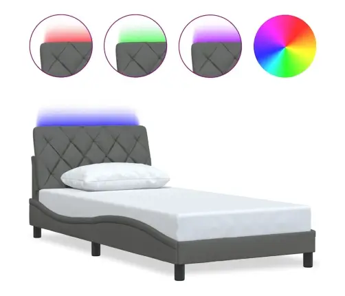 Gultas Rāmis Ar Led Bez Matrača, Tumši Pelēks, 100X200 Cm Vidaxl