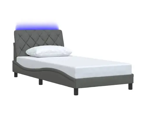 Gultas Rāmis Ar Led Bez Matrača, Tumši Pelēks, 100X200 Cm Vidaxl