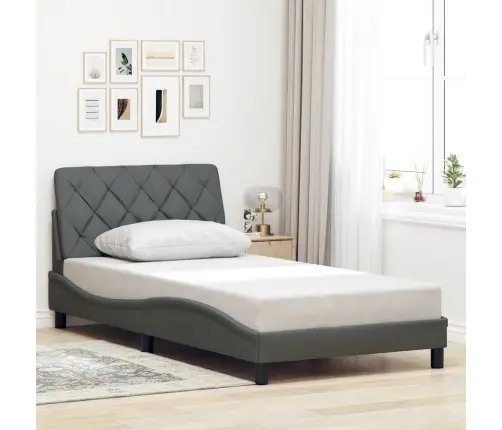 Gultas Rāmis Ar Led Bez Matrača, Tumši Pelēks, 100X200 Cm Vidaxl