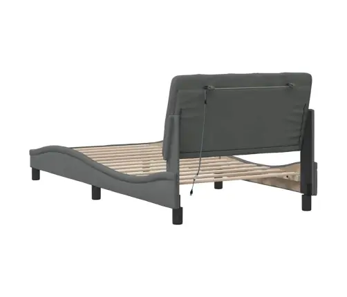Gultas Rāmis Ar Led Bez Matrača, Tumši Pelēks, 100X200 Cm Vidaxl