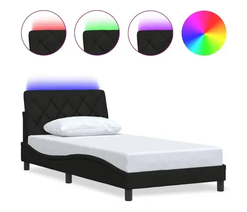 Lovos Rėmas Su Led Be Čiužinio, Juodos Spalvos, 100X200 Cm