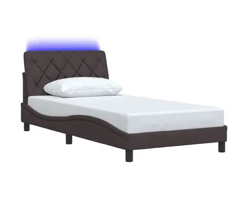 Voodiraam Led-Iga Ilma Madratsita Tumepruun 100X200 Cm Kangas