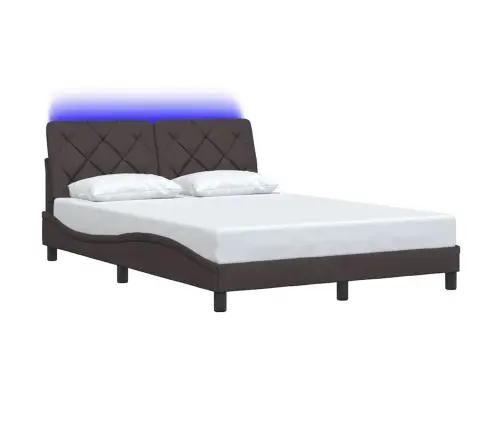 Gultas Rāmis Ar Led Bez Matrača, Tumši Brūns, 120X200Cm, Audums Vidaxl