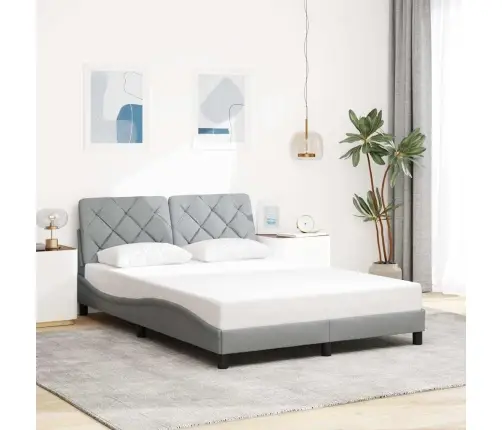 Gultas Rāmis Ar Led Bez Matrača, Gaiši Pelēks, 140X200 Cm Vidaxl