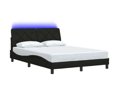 Gultas Rāmis Ar Led Bez Matrača, Melns, 140X200 Cm, Audums Vidaxl