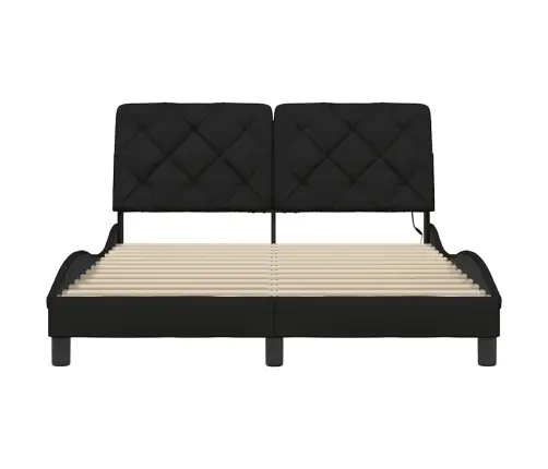 Gultas Rāmis Ar Led Bez Matrača, Melns, 140X200 Cm, Audums Vidaxl