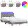 Gultas Rāmis Ar Led Bez Matrača, Pelēkbrūns, 140X200 Cm, Audums Vidaxl