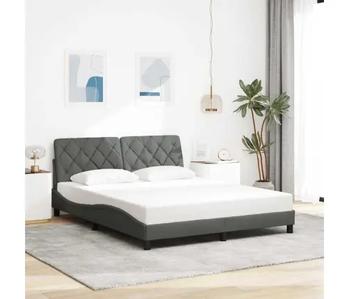 Gultas Rāmis Ar Led Bez Matrača, Tumši Pelēks, 160X200 Cm Vidaxl