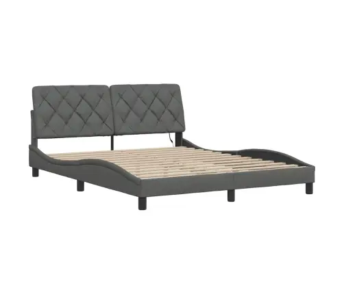 Gultas Rāmis Ar Led Bez Matrača, Tumši Pelēks, 160X200 Cm Vidaxl