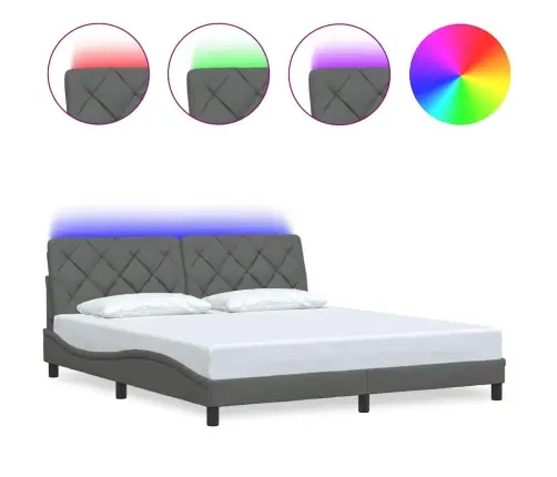 Gultas Rāmis Ar Led Bez Matrača, Tumši Pelēks, 180X200 Cm Vidaxl