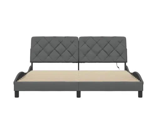 Gultas Rāmis Ar Led Bez Matrača, Tumši Pelēks, 180X200 Cm Vidaxl