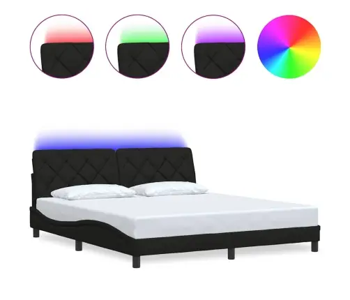 Lovos Rėmas Su Led Be Čiužinio, Juodos Spalvos, 180X200 Cm
