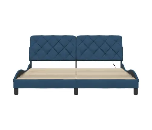 Gultas Rāmis Ar Led Bez Matrača, Zils, 180X200 Cm, Audums Vidaxl