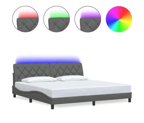 Gultas Rāmis Ar Led Bez Matrača, Tumši Pelēks, 200X200 Cm Vidaxl