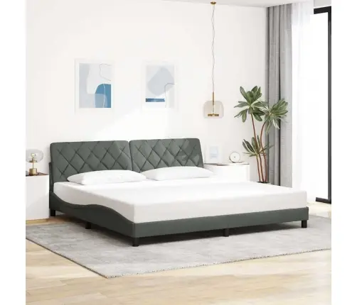 Gultas Rāmis Ar Led Bez Matrača, Tumši Pelēks, 200X200 Cm Vidaxl