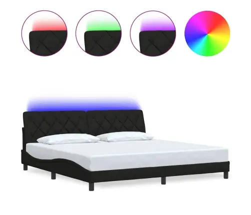 Voodiraam Led-Iga Ilma Madratsita, Must, 200X200 cm Kangas