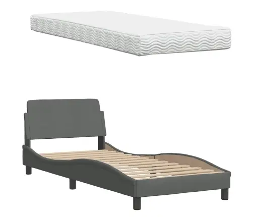 Gultas Rāmis Ar Matraci, Tumši Pelēks, 80X200 Cm, Audums Vidaxl