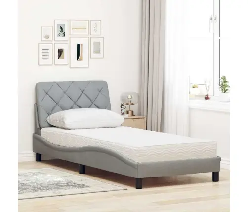 Voodi Koos Madratsiga, Helehall, 90 X 190 cm Kangas