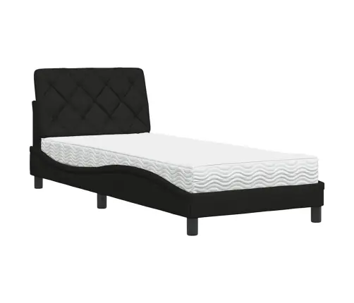 Gultas Rāmis Ar Matraci, Melns, 90X190 Cm, Audums Vidaxl