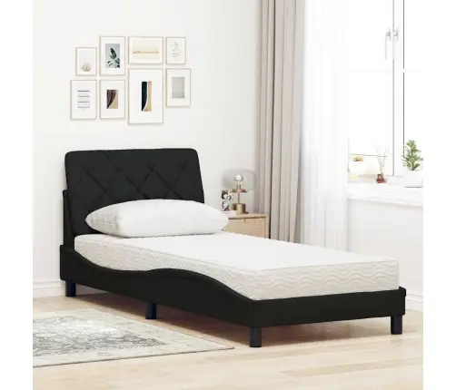 Gultas Rāmis Ar Matraci, Melns, 90X190 Cm, Audums Vidaxl
