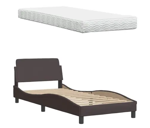 Lova Su Čiužiniu, Tamsiai Rudos Spalvos, 90X190cm Audinys