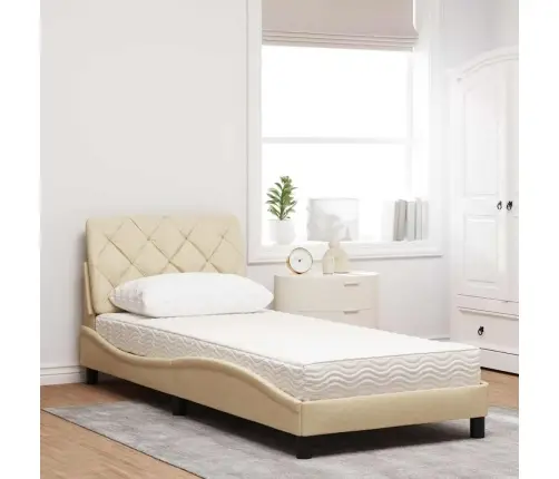 Lova Su Čiužiniu, Kreminės Spalvos, 90X190cm Audinys