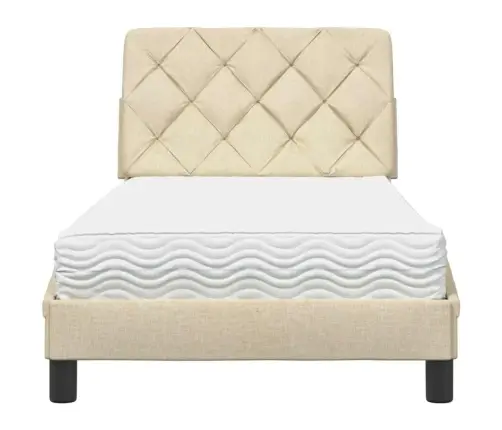 Lova Su Čiužiniu, Kreminės Spalvos, 90X190cm Audinys