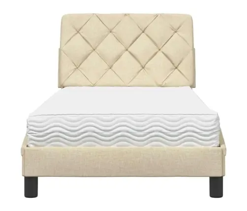 Gultas Rāmis Ar Matraci, Krēmkrāsas, 90X200 Cm, Audums Vidaxl