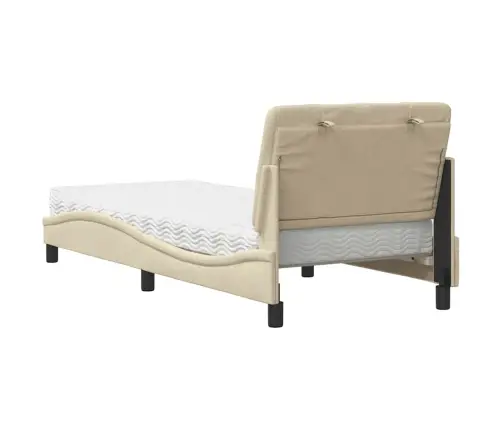 Gultas Rāmis Ar Matraci, Krēmkrāsas, 90X200 Cm, Audums Vidaxl